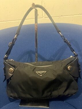 Prada Black Nylon Shoulder Bag with Triangle Logo